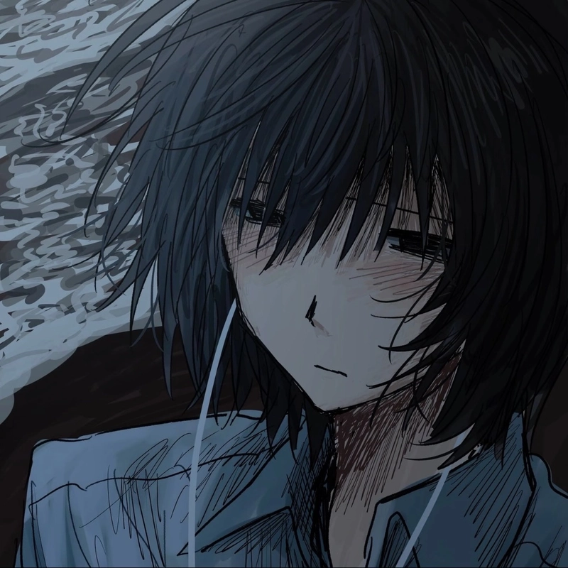 Aesthetic sad anime profile picture featuring dark emotional vibes
