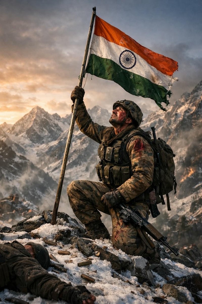 Saluting soldier portrait representing pride and bravery Indian Army DP images