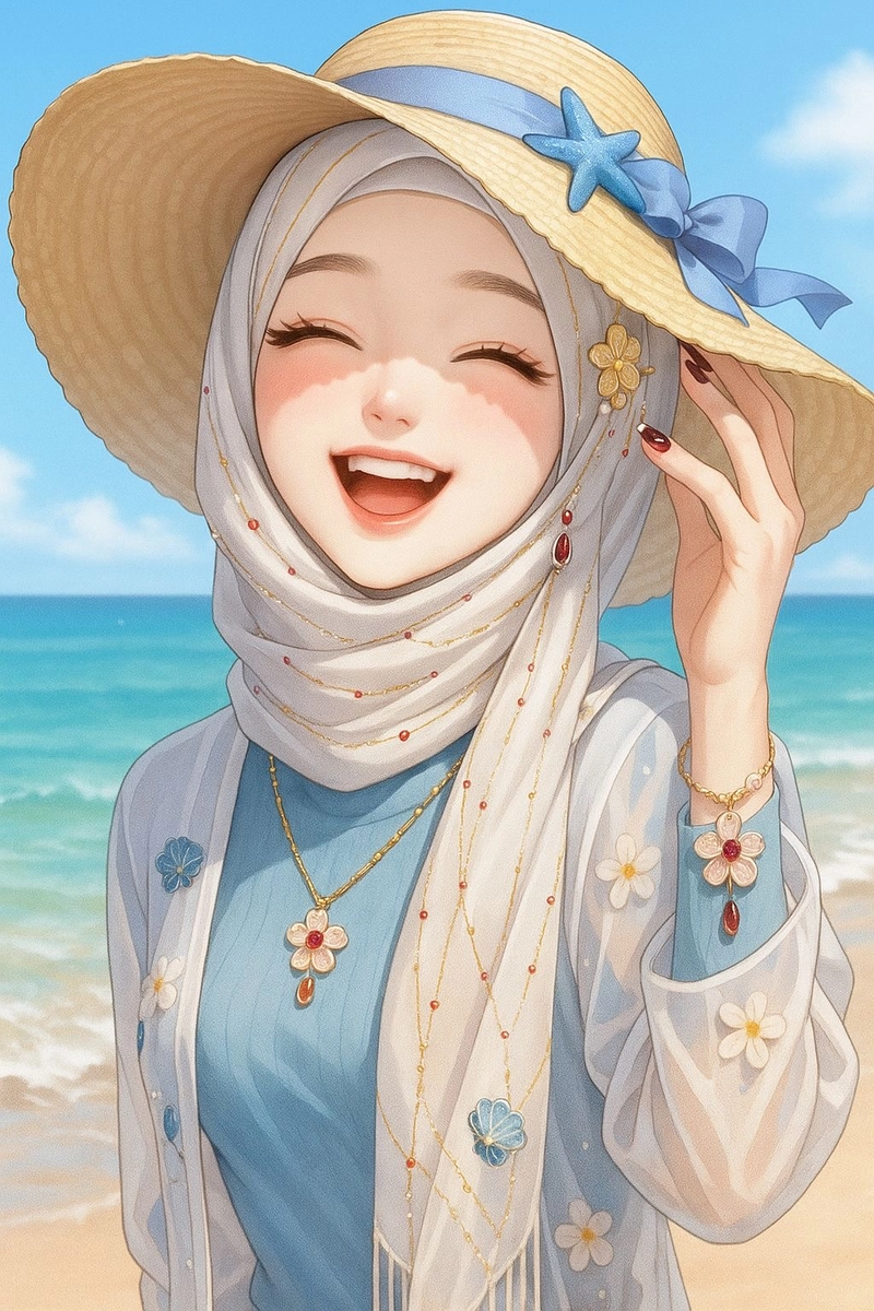 aesthetic hijab girl dp for instagram cartoon