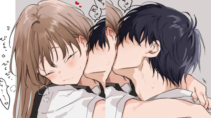 anime couple kissing matching pfp