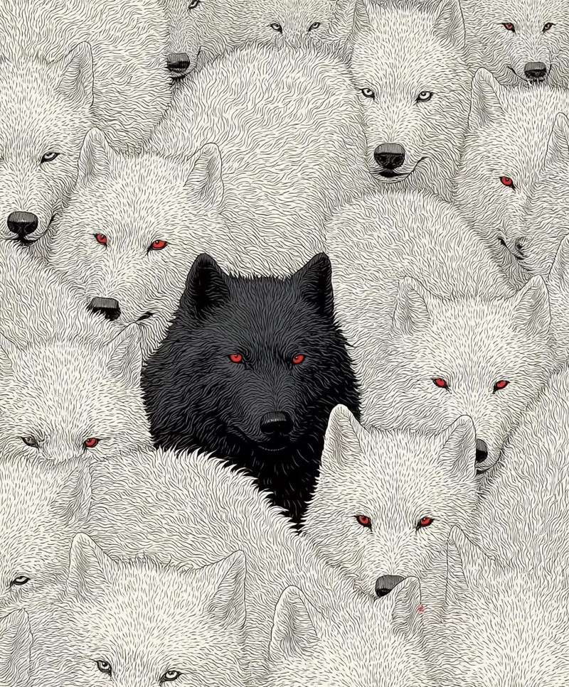 back and white dp wolf