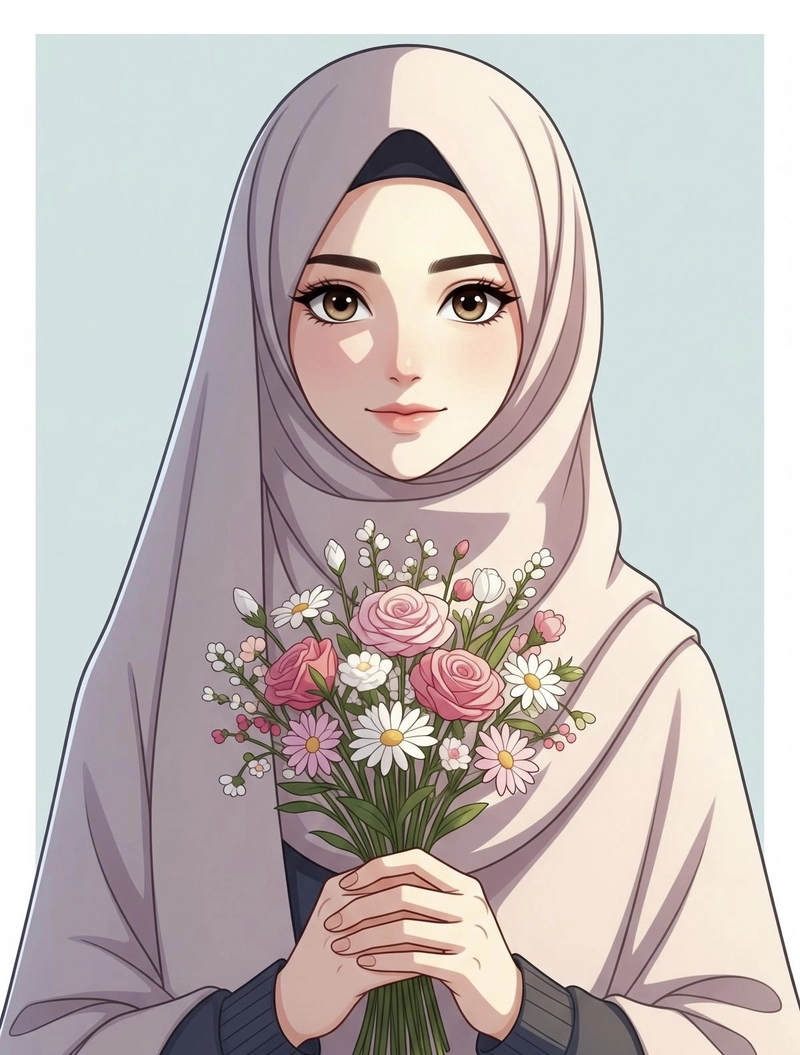 beautiful hijab girl instagram cartoon