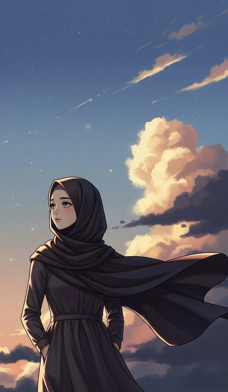 cartoon hijab girl dpz