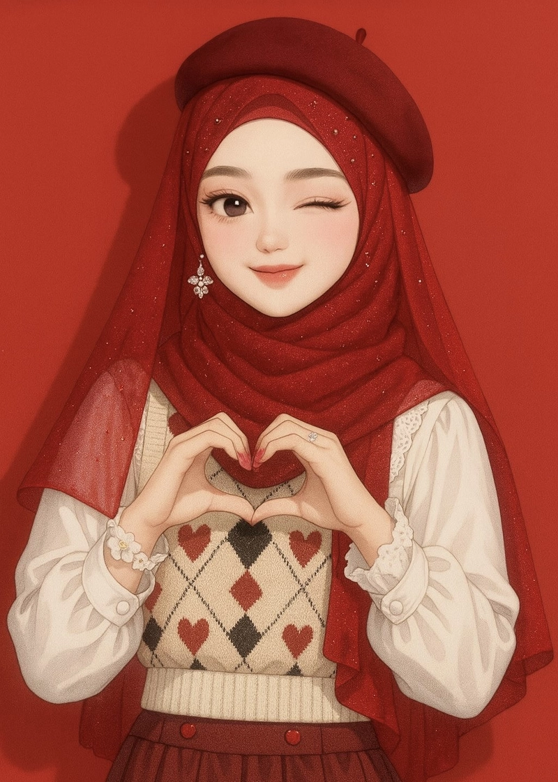 cute hijab girl dp for instagram cartoon