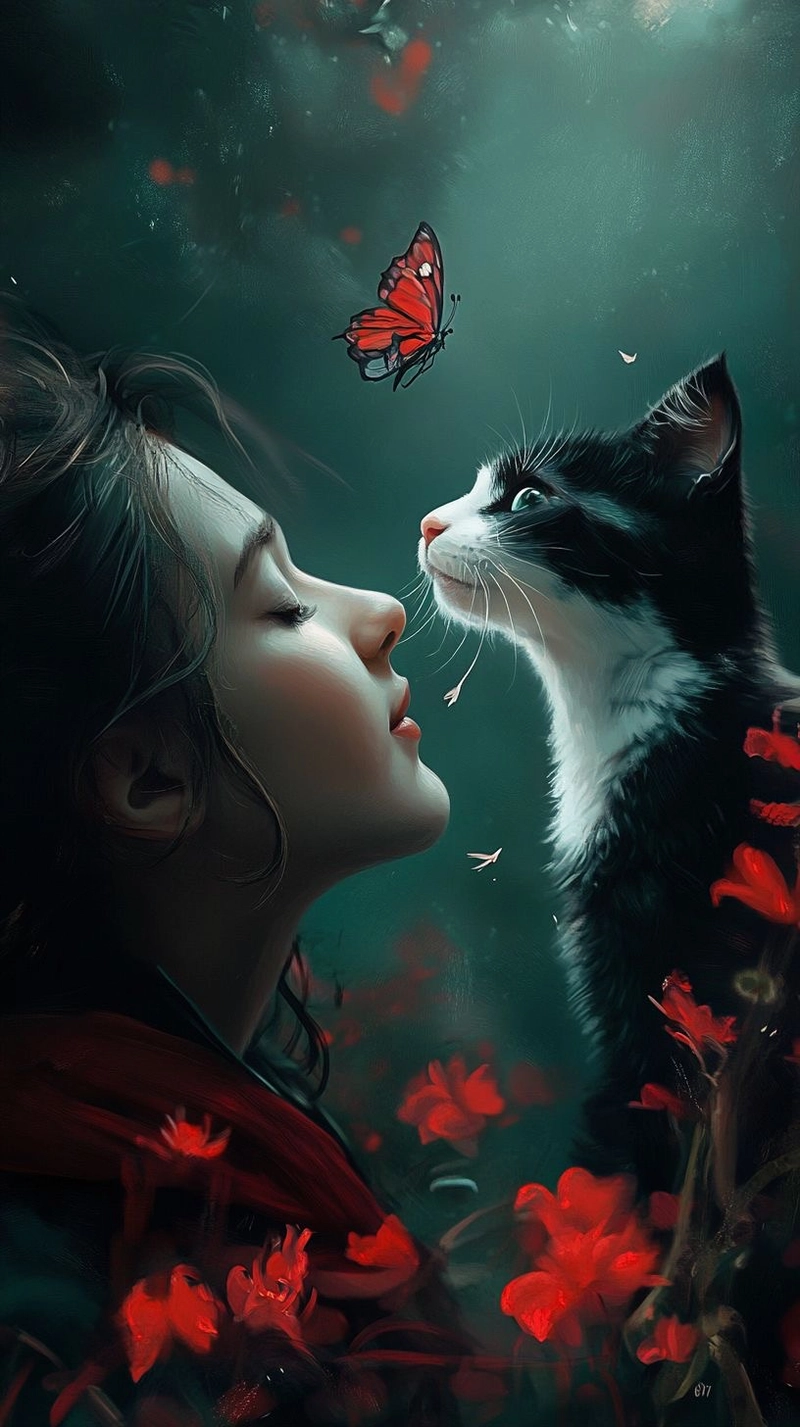 girl with kitten dp