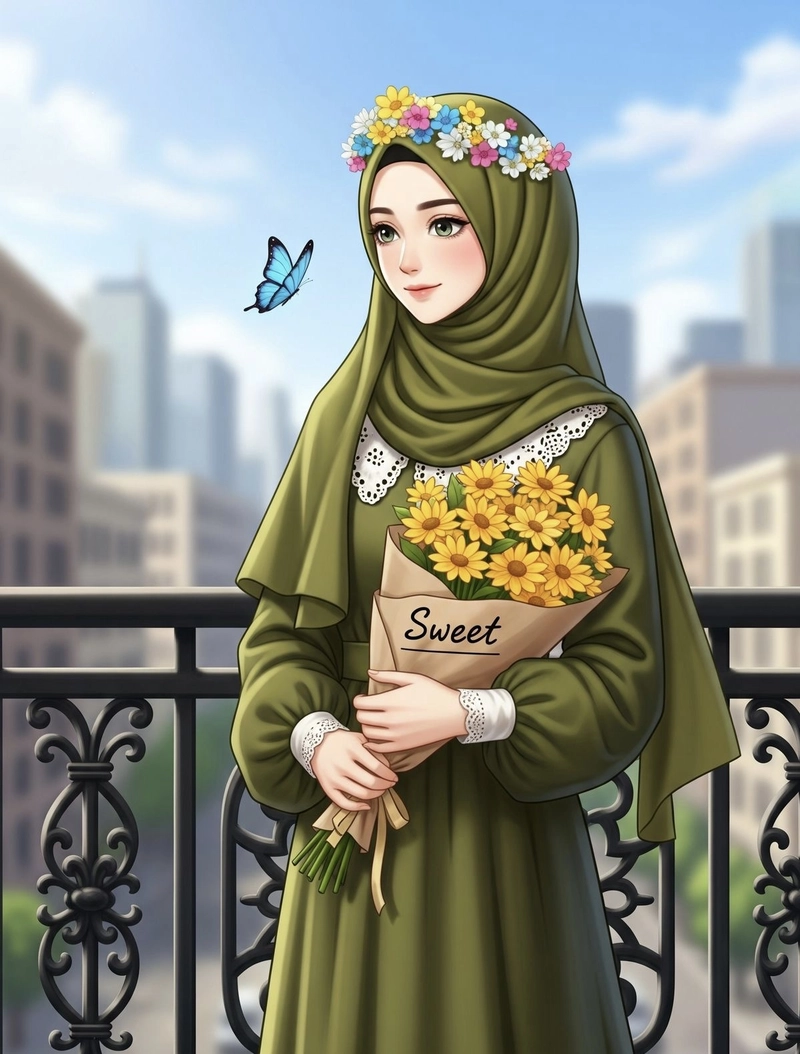 hijab girl dp instagram cartoon