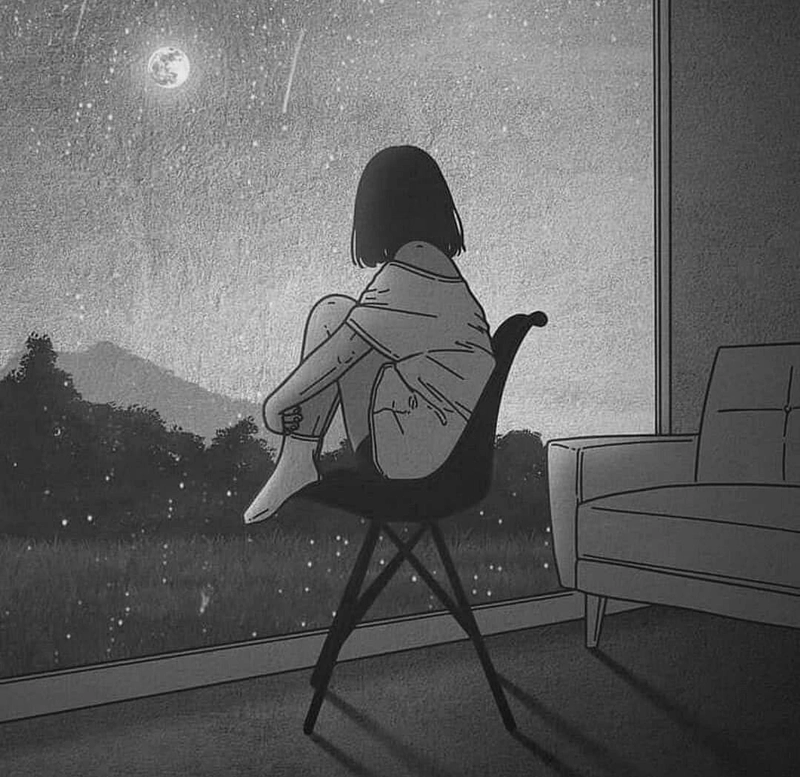 sad girl illustration