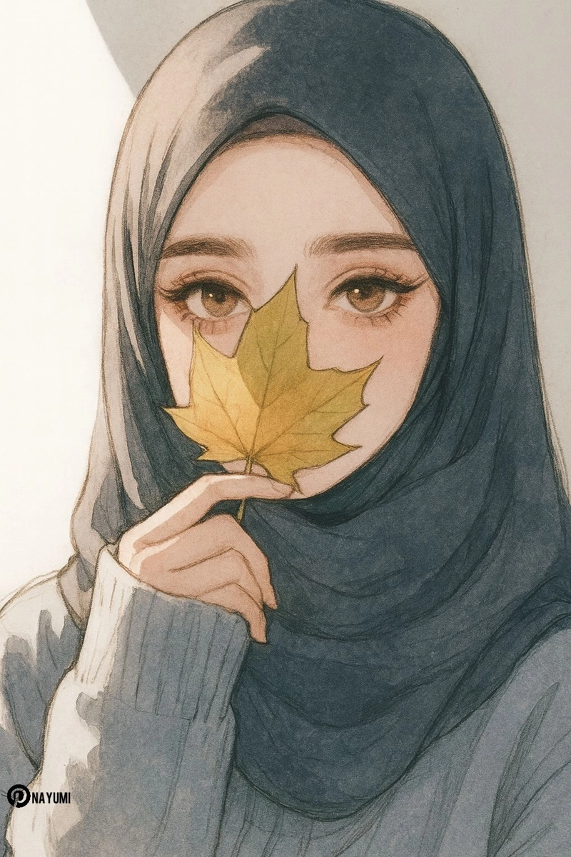stylish hijab dp cartoon