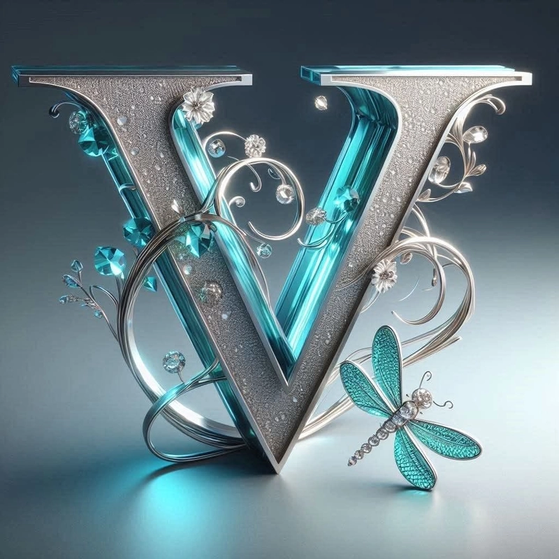 stylish v letter