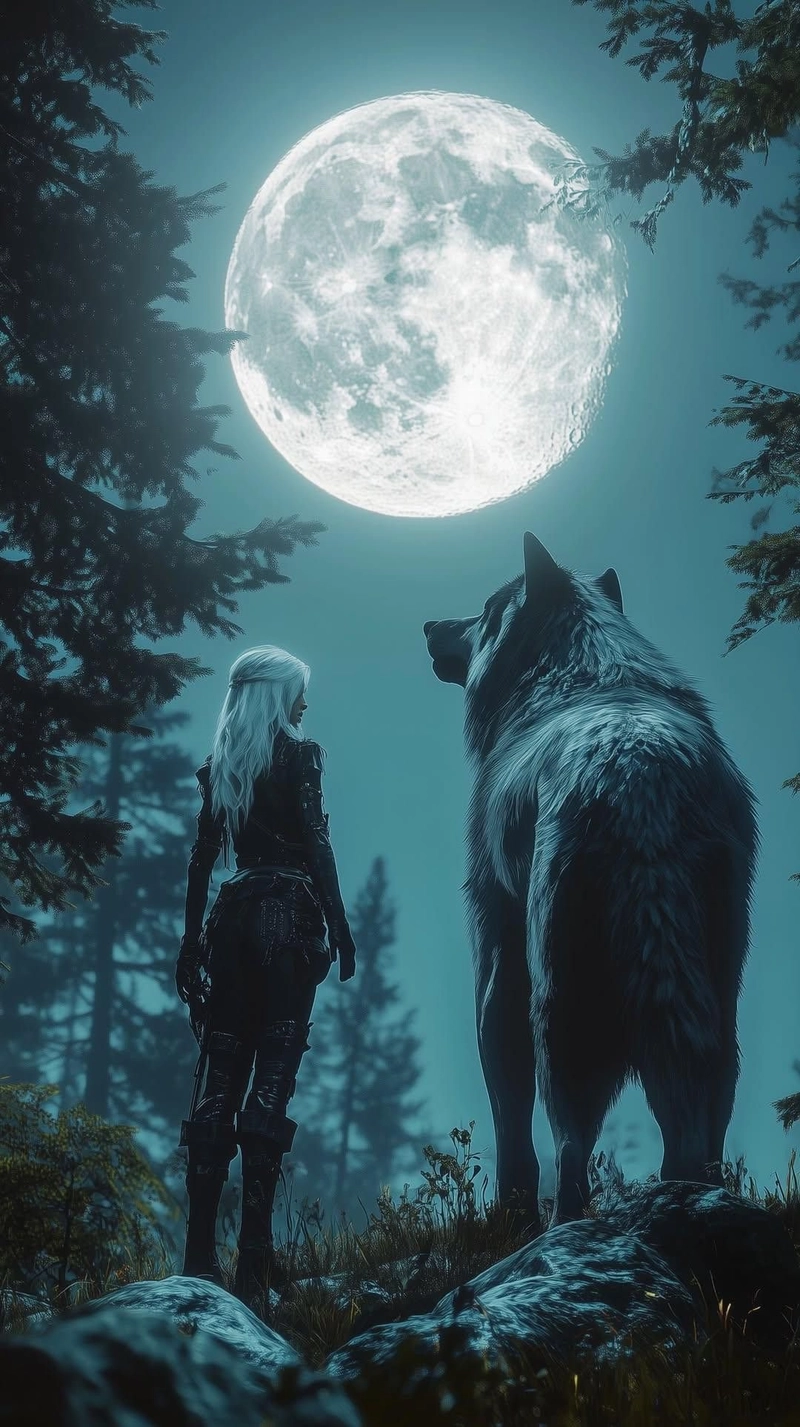 wolf and moon light dp