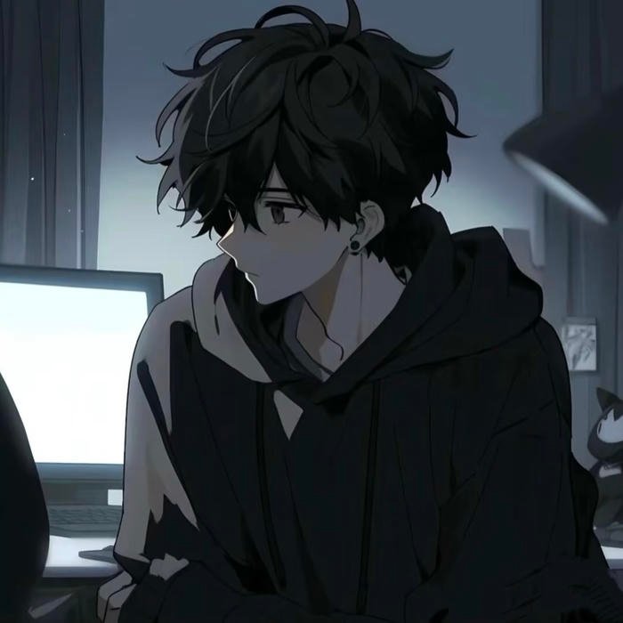 Anime boy looking down dp