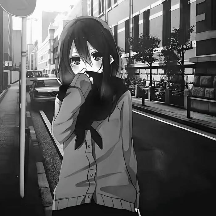 Sad anime dp black background