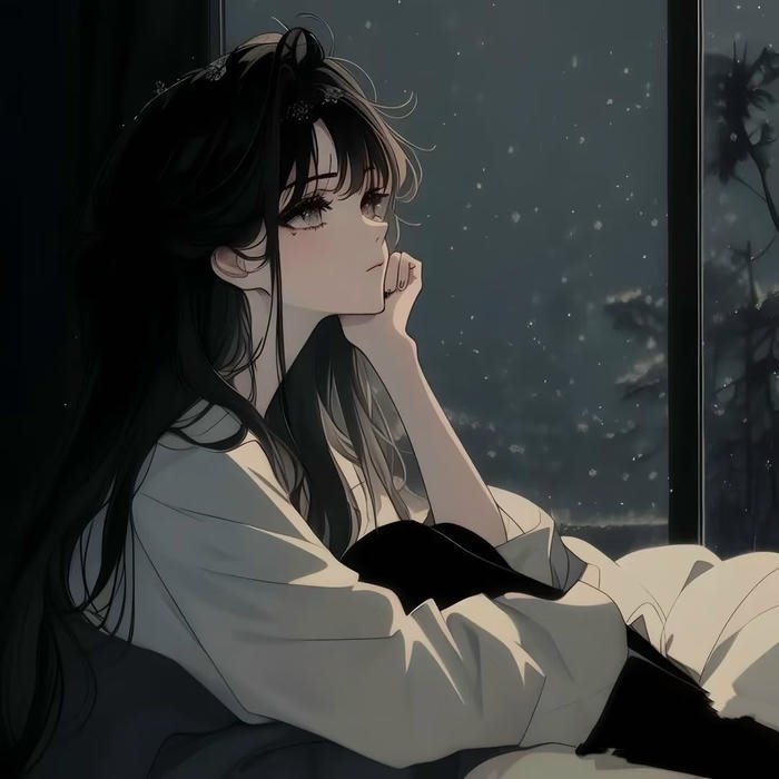 Sad anime dp with soft lighting