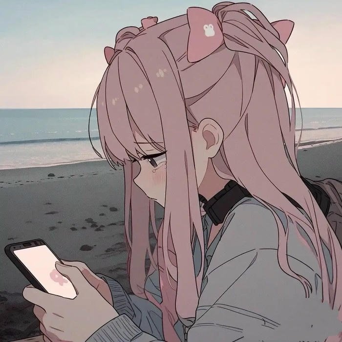 Sad anime girl dp with teary eyes