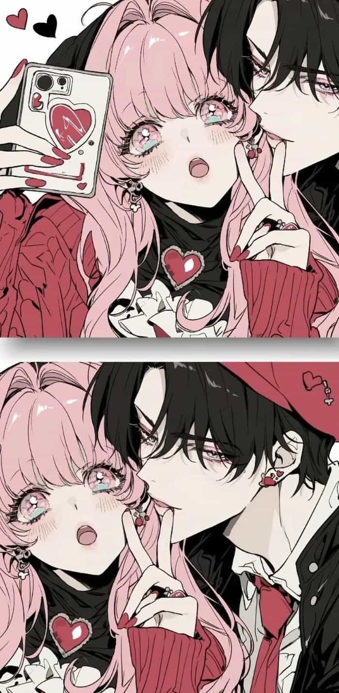 happy anime couple dp