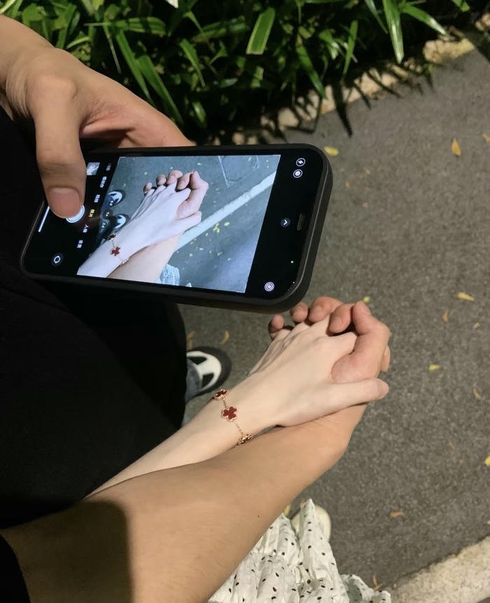 romantic touch couple photo