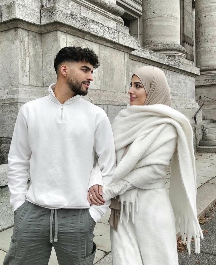 Adorable hijab couple portrait perfect cute and romantic profile picture
