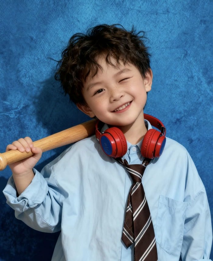 Boy with adorable expression