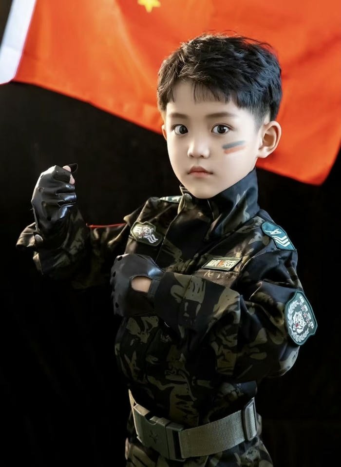 Boy with intimidating face