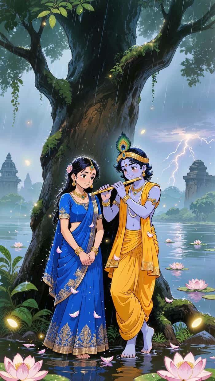 Cartoon DP Radha Krishna Traditional Art