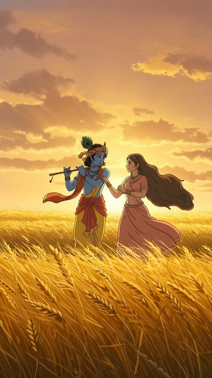 Cartoon Radha Krishna DP Calm Divine Vibes