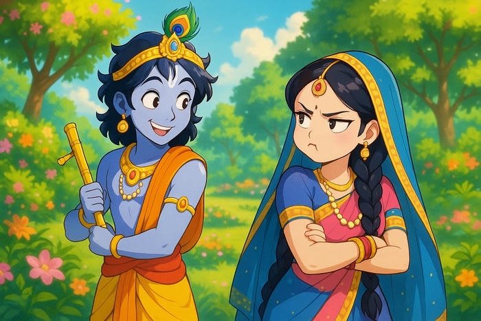 Cartoon Radha Krishna DP Calm Sacred Mood