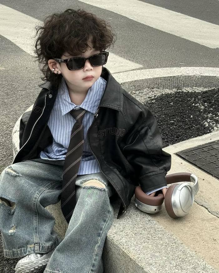 Charming boy display photo