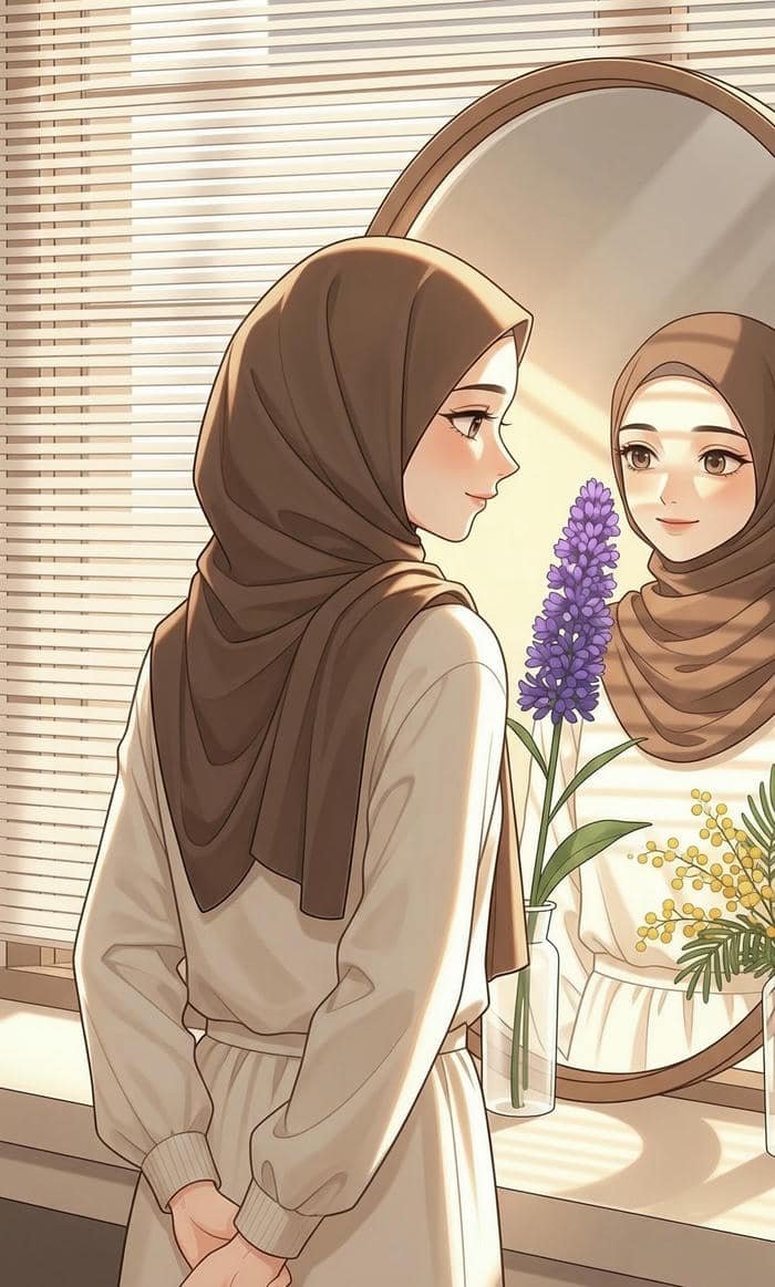 Cute Hijab Cartoon DP Clean Design