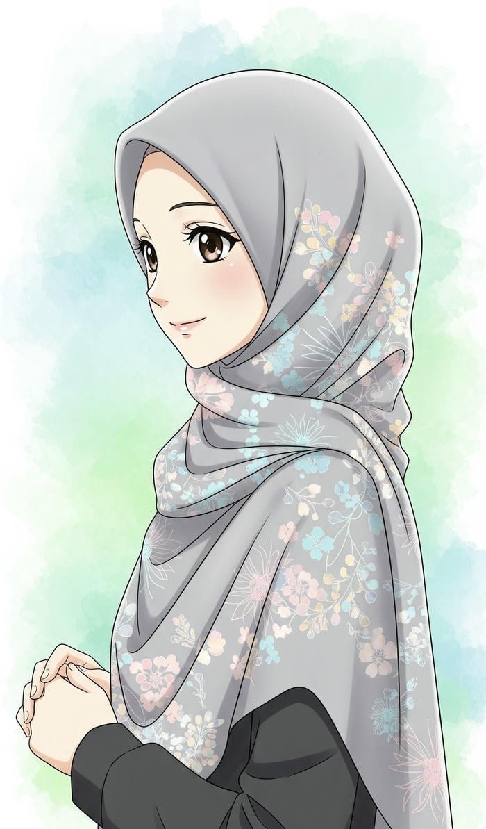 Cute Hijab Cartoon DP Soft Style