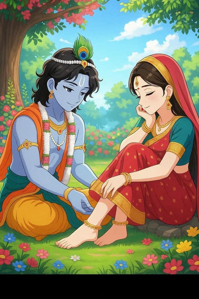 Divine Love Radha Krishna Cartoon DP