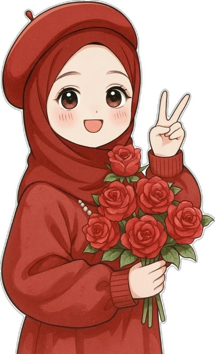 Hijab Cartoon DP Soft Color Palette
