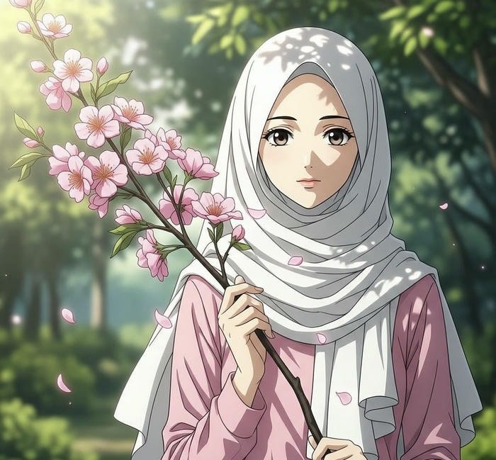 Hijab Cartoon DP With Gentle Smile