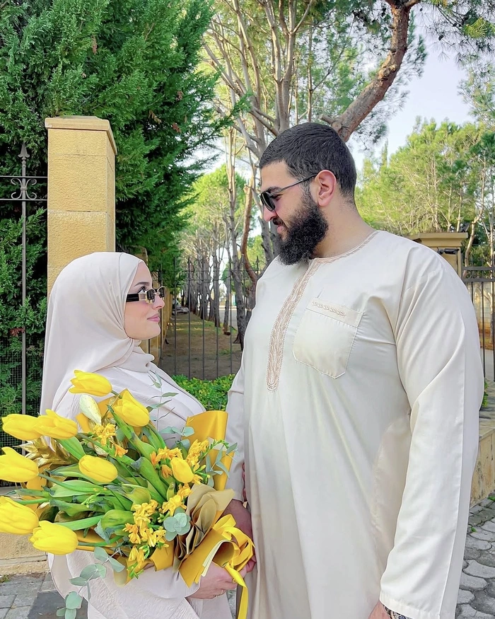 Hijab couple dp with sweet smiles and cozy vibes