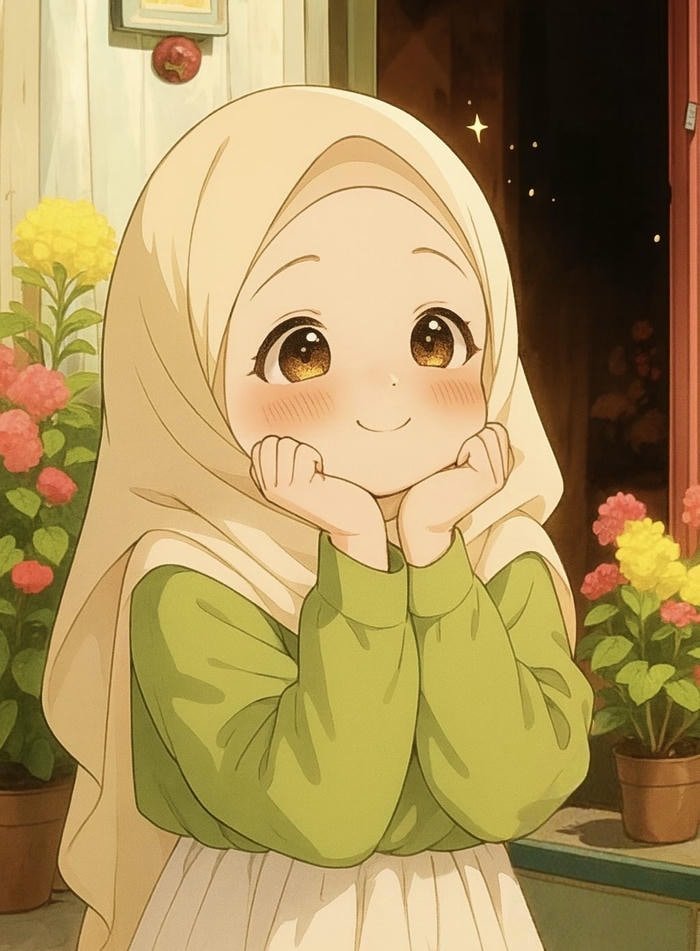 Photo Hijab Cartoon DP Minimal Cute Style