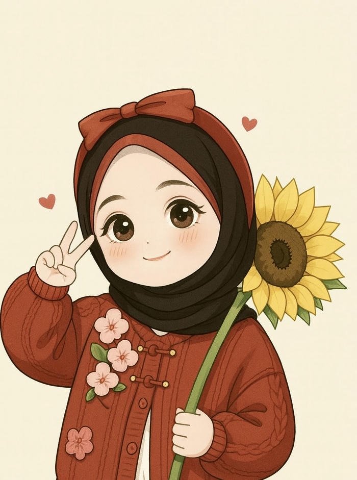 Photo Hijab Cartoon DP Simple Cute Illustration