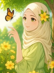 Pic Hijab Cartoon DP Friendly Soft Mood