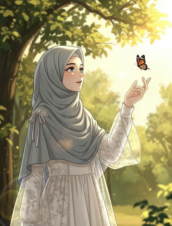 Pic Hijab Cartoon DP Smooth Cartoon Illustration