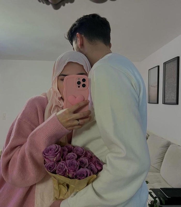 Picture hijab couple dp soft romance