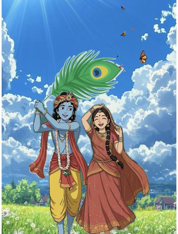 Radha Krishna Cartoon DP Divine Love Art