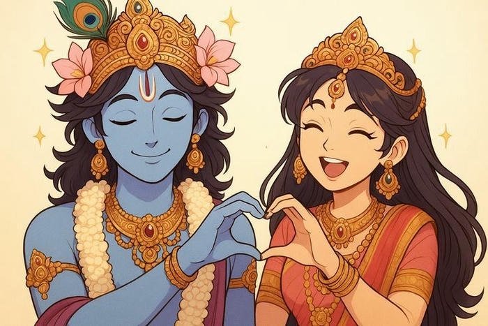 Radha Krishna Cartoon DP Pure Devotional Love