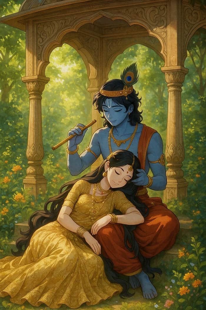 Radha Krishna Cartoon DP Serene Spiritual Mood