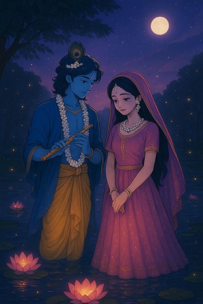 Radha Krishna Cartoon DP Soft Devotional Look