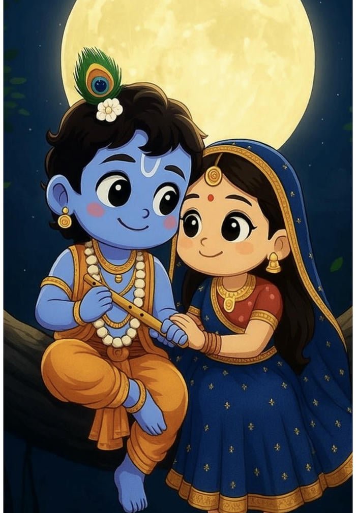 Radha Krishna Cartoon DP Soft Spiritual Aesthetic
