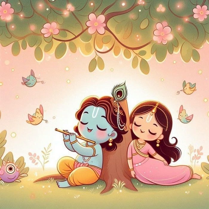 Sacred Love Radha Krishna DP Cartoon