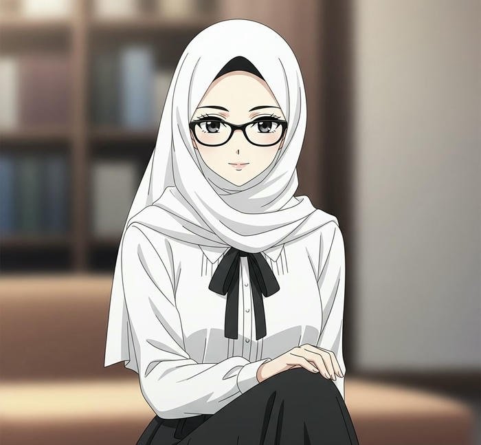 Sweet Hijab Cartoon DP Pastel Art