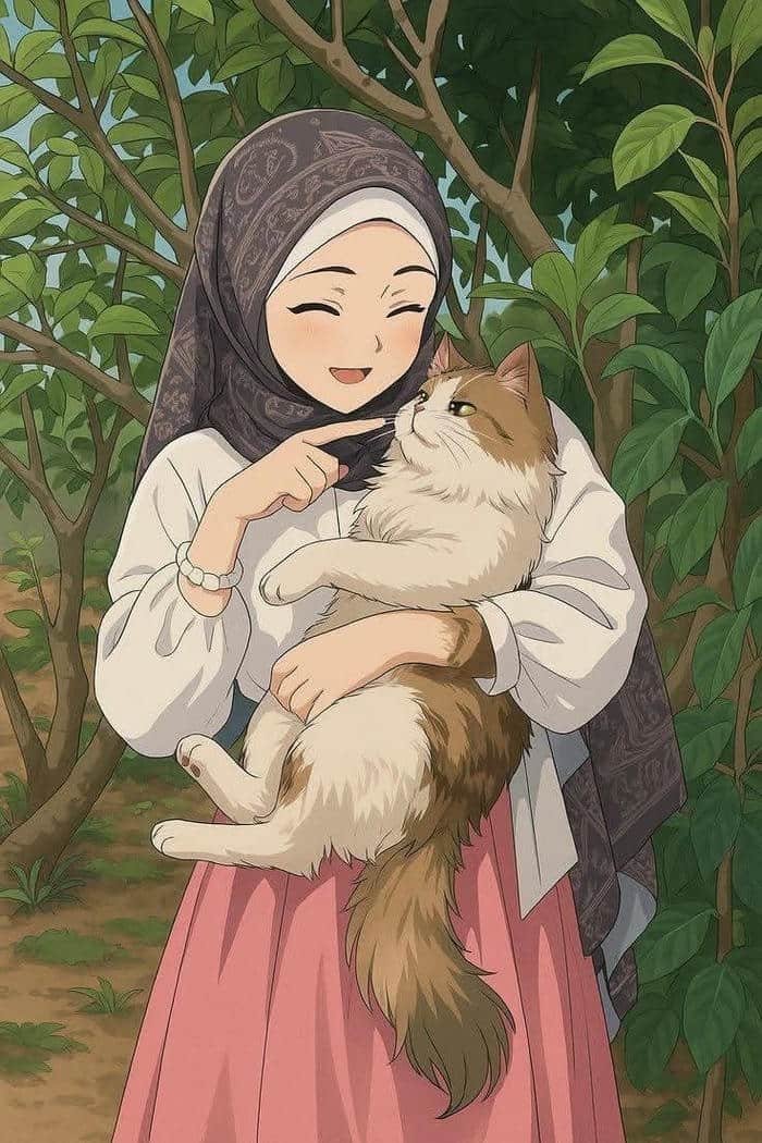 Sweet Hijab Cartoon DP With Friendly Expression