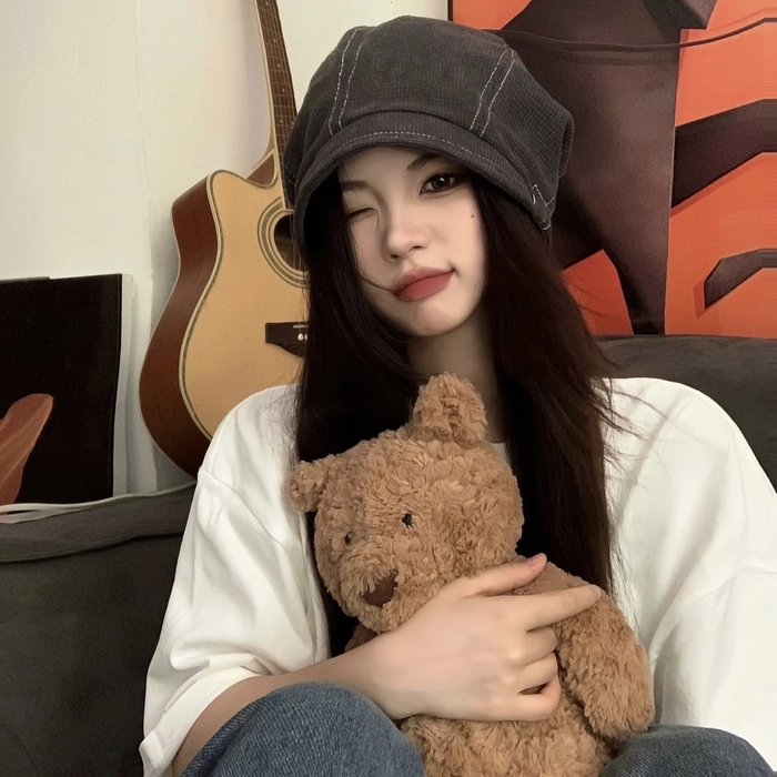 Aesthetic girl dp with teddy bear cozy visual atmosphere