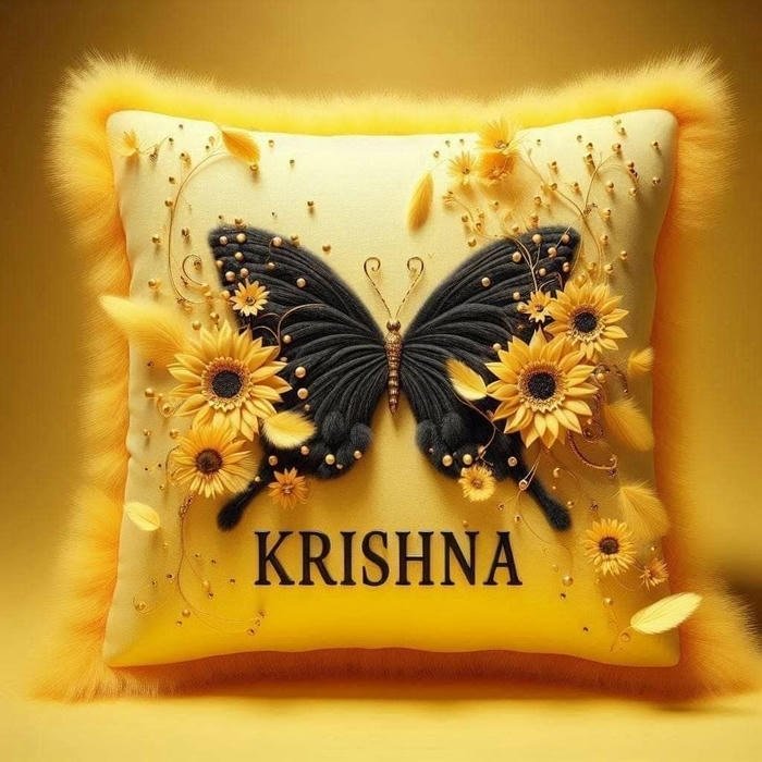 Artistic frame of krishna name dp