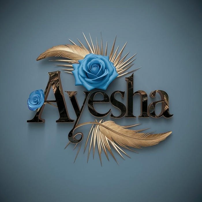 Blue rose ayesha name dp glowing background