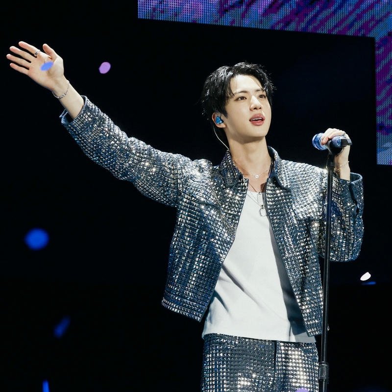 Bts dp images Jin singing stage sparkly jacket mic cool
